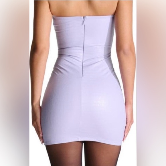 NEW Naked Wardrobe Croc Embossed Strapless Faux Leather Minidress in Lilac, 1X - Picture 2 of 13